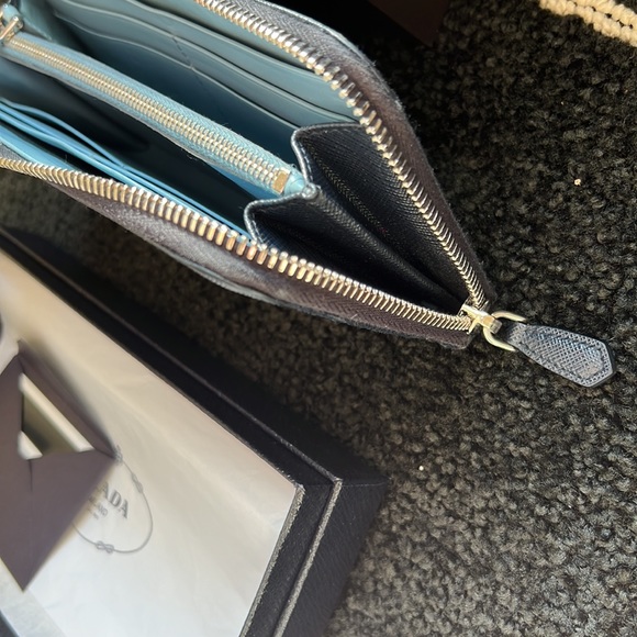 Prada Navy Blue Saffiano Leather Zip Wallet - Picture 7 of 11